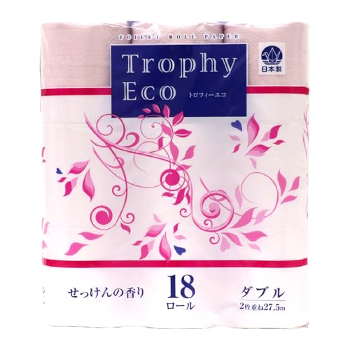 トイレットペーパー ダブル 18個 1パック トロフィーエコカラーピンク