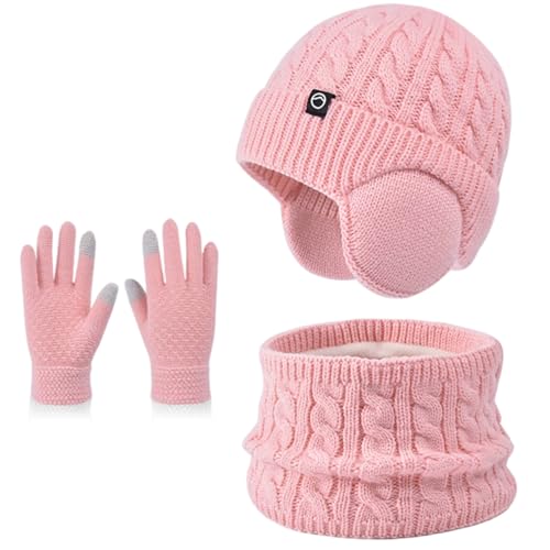 Conjunto de gorro y guantes de invierno para niños con forro polar