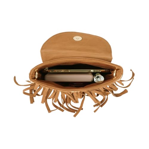 Image of Women Leather Fringe Messenger Bag Mini Hobo Crossbody Tassel Shoulder Bags