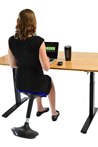 Image of WOBBLE STOOL Standing Desk Balance Chair for Active Sitting. Tall ergonomic adjustable height swiveling leaning perch perching ergonomic sit stand high computer chair swivels 360 for adults kids