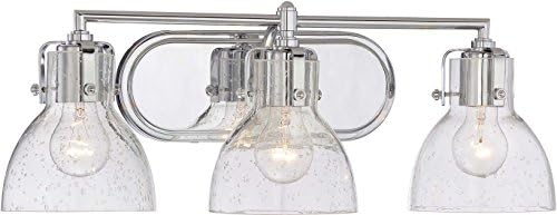 Minka Lavery 5723-77 Urban Industrial Wall Light Fixtures Glass Bath Vanity Lighting, 3 Light, 300 Watts, Chrome