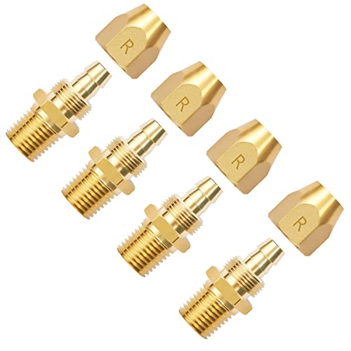 Pronese 4pcs Premium Solid Brass Pneumatics Reusable Rubber Hose-End Repair Fitting 3/8 Barb For 3/8-Inch ID Rubber Air Hose With 1/4 NPT