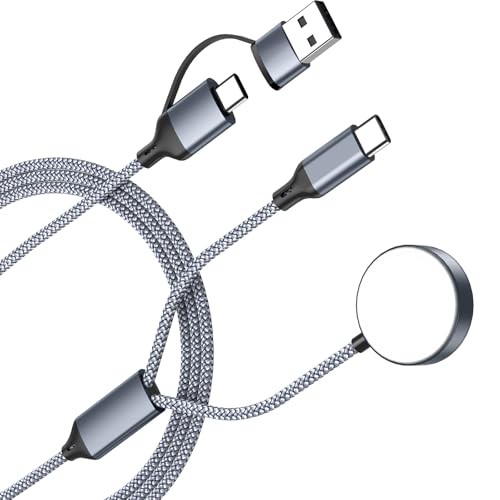 Multi Ladekabel 2 in 2, 1.2M Universal Mehrfach Nylon Ladekabel für apple watch ladegerät, USB-A-auf-USB-C Kabel für iPh...