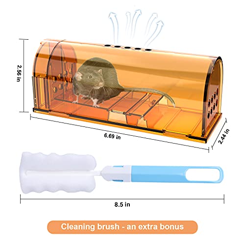 4 Pack Humane Mouse Traps No Kill, Live Mouse Traps Indoor, Reusable Small Mice Trap Catcher for House & Outdoors