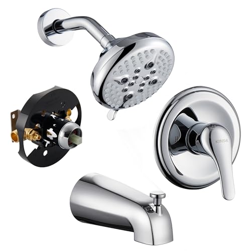 KINSE Tub shower faucet set, 5-Inchs bathtub faucet set， shower set With tub spout (KINSE with tub...