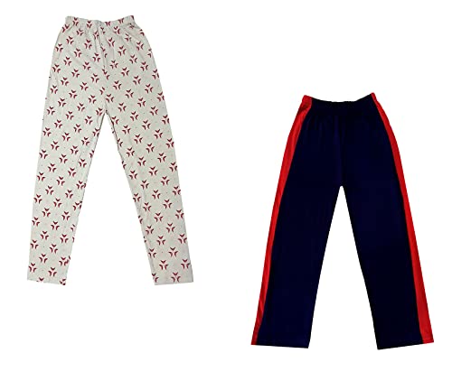 Image of IndiWeaves Boys and Girls Cotton Solid and Printed Pyjama /Pant /Trackpants [Pack of 2] Multicolor24