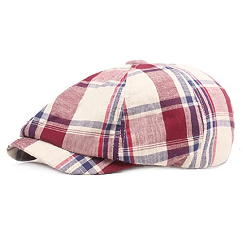 WJYHEA-New-Men-Newsboy-Caps-New-Plaid-Beret-Classic-Retro-Newsboy-Hats-Men-Women-Berets-Casual-Octogle-Cap-Color-Red-Cap-Hat-Size-56CM-to-60CM