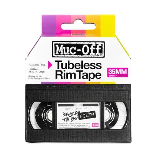 Muc-Off Tubeless Rim Tape, 35mm - Adhesive Bike Tire Liner, Tubeless Tape for MTB/Road/Gravel Bikes - Tubeless Kit Including 10m Roll of Bike Tape