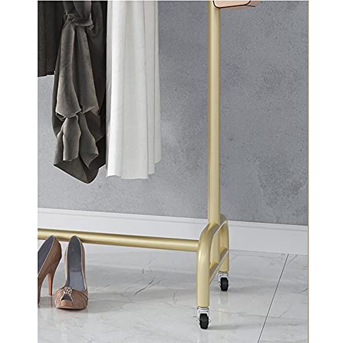 Perchero para ropa resistente con ruedas, estante de almacenamiento met&aacute;lico 5