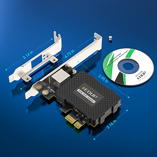 2.5Gbase-T Pcie Network Adapter, 2500/1000/100Mbps Pci Express Gigabit Ethernet Card Rj45 Lan Controller Support Windows Server/Windows, Standard And Low-Profile Brackets Included #TOP5
