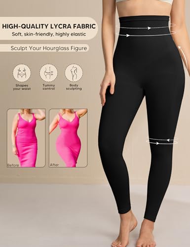 Image of Shapewear Leggings for Women Tummy Control High Waisted Capri Body Shaper Butt Lift Thigh Slimmer