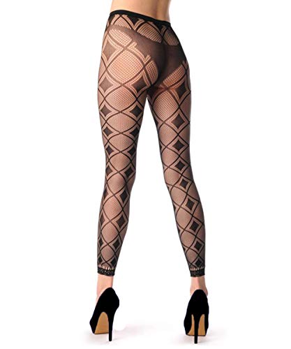 Image of Women High Waist Fishnet Footless Leggings Flower Pattern Footless Tights