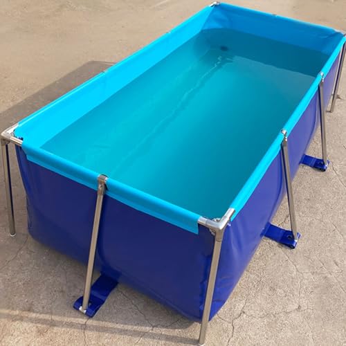 Grande piscina rettangolare con struttura in metallo per cortile, famiglia dai 6 anni in su, piscina all'aperto fuori terra, blu