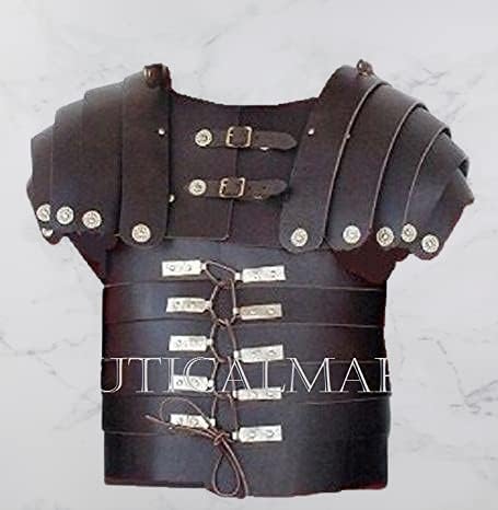 NauticalMart Medieval Roman Leather Lorica Segmentata Armor Wearable Costume - Black