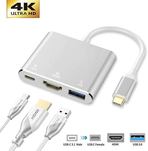 USB C to HDMI Adapter, Qidoou USB Type C Adapter Multiport AV Converter with 4K HDMI Output, USB 3.0 Port and USB-C Charging Port Compatible MacBook/iMac/Chromebook/Samsung/Projector/Monitor (Rose)