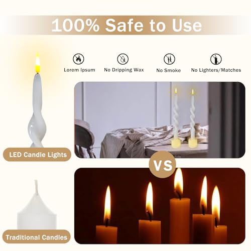 Image of Spiral Taper Candle LED Candlesticks, 10inches Flameless Tapered Candles Battery Candle Sticks Remote Twisted Candlestick for Dinner Holiday Wedding Party Housewarming-1D