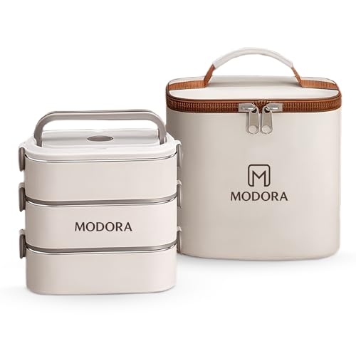 MODORA Premium 304 Stainless Steel Bento Lunch Box 2550ml 3-Layer Leakproof & Microwave Safe with Insulated Bag for Kids and Adults Ideal for School and Office