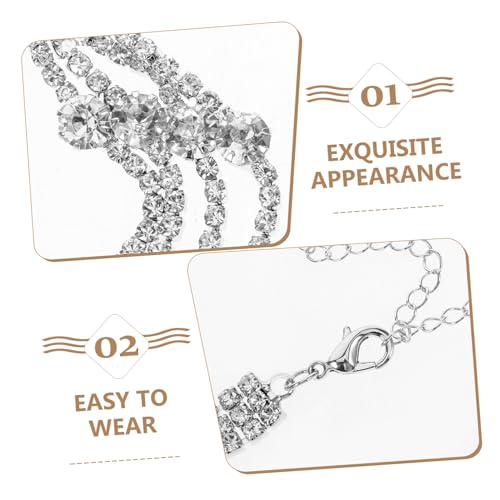 Pendientes y collar brillantes para mujer en conjunto de joyería de plata 7