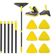 Newly Upgraded Wall Mop with 82 Inches Long Handle, 180° Folding Baseboard Cleaner Tool Duster Bu...