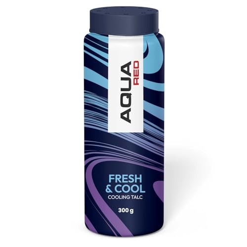 Image of Aqua Red Cooling Talc Powder | Fresh & Cool Body Powder | Strong Cooling Effect, Sweat & Body Odour Protection | Long-Lasting Fragrance & Daily Use Talcum Powder | 300g