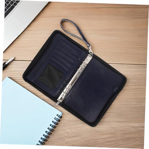 Classeur à pochettes cuir bleu DOITOOL range document zippé pour bureau - 7