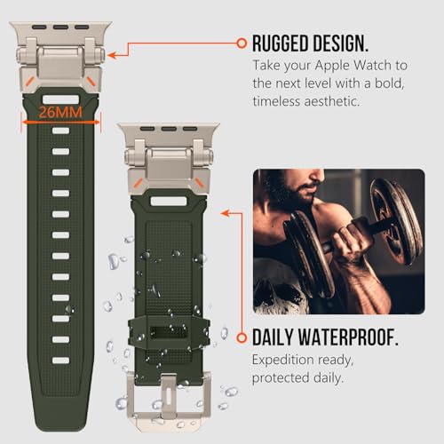 Image of KADES Rugged TPU Sport Band for Apple Watch Ultra 3 /2 /1 49mm, Metal Connectors for Apple Watch Series 11 /10 /SE3 46mm Series 9 /8 /SE2 /7 /6 /SE /5 /4 /3 /2 /1 45mm /44mm /42mm