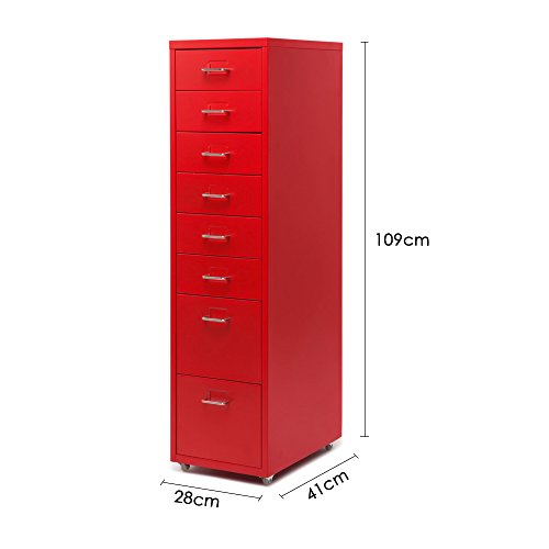 IKAYAA Office Tall Metal File 8 Drawers Detachable Mobile Steel