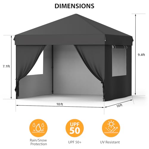 10X10 Pop Up Canopy Tent with 4 Sidewalls