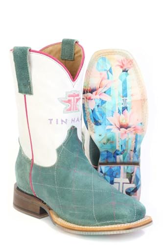 Tin Haul Kid`s Diamond Girl and Cactus Rose Sole Square Toe Boot