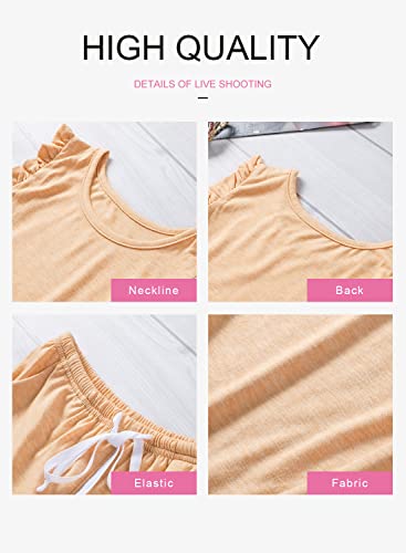 Image of Diukia Girls Short Outfit Sets Summer Cute T-Shirt and Shorts Set with Side Pockets 2 Piece 4-13 Years