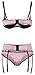 HO-Ersoka Conjunto de Ropa Interior Feminino 3 Piezas Sujetador Abierto Portaligas Tanga...