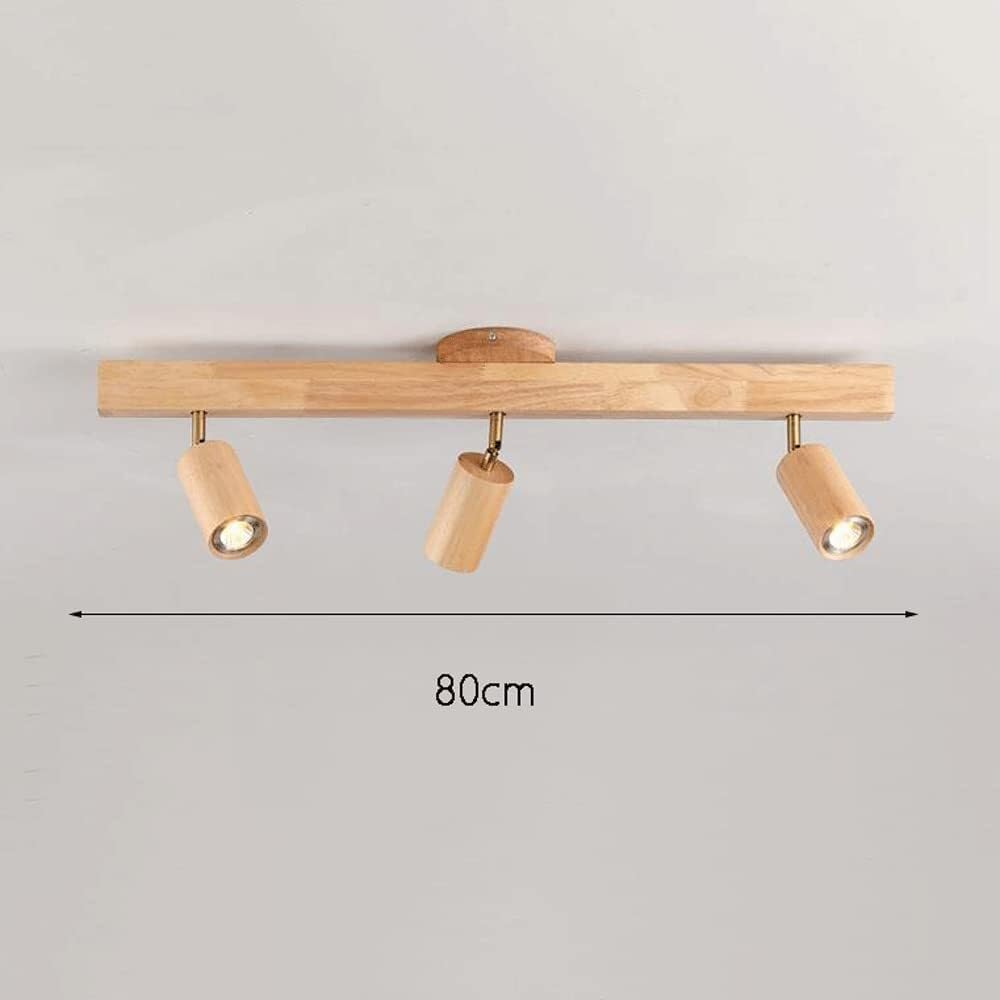 Adjustable LED Track Lighting Kit, Modern Linear Pendant Directional Ceiling Spotlight Fixture, Wooden Ceiling Light for Home Farmhouse Kitchen, 360 Rotatable T-155(3-Light)