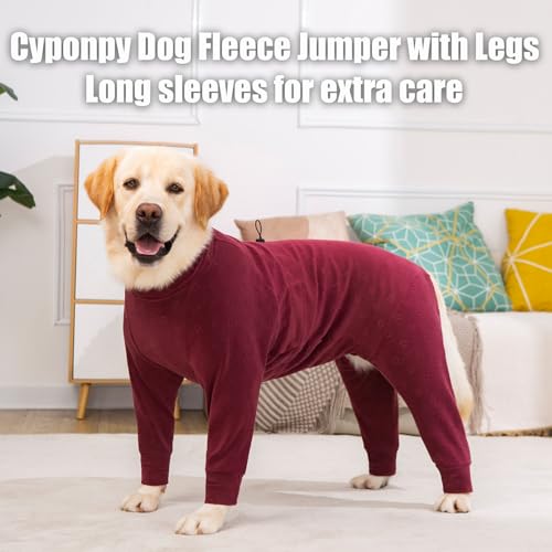 Cyponpy Prägung Hundemantel Fleece Hundepullover Mit Beinen Winterjacke Warm Hundepyjama Hundebademantel Für Große Mittelgroße Hunde Wintermantel Hundejacke Hundepulli