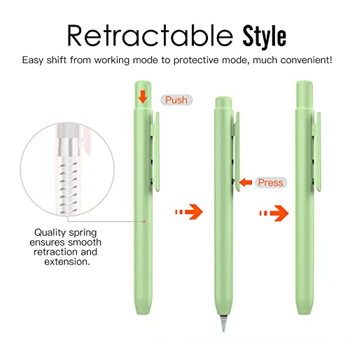 Image of MoKo Holder Case Fit Apple Pencil 1st Gen, Retractable Tip Cap Fit New iPad 10th Gen 2022, iPad 9th Gen 2021, iPad 8th Gen 2020, iPad 6th 9.7 2018, iPad Mini 5th Gen Pencil Case Pencil, Green | Retractable, Protective Sleeve Skin Cover, Sturdy Clip