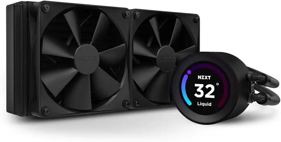 NZXT Kraken Elite 240 - RL-KN24E-B1-240mm AIO CPU Liquid Cooler - Customizable 2.36" Wide-Angle LCD Display for GIFS, Images, Performance Metrics and More - 2 x F120P Fans - Black