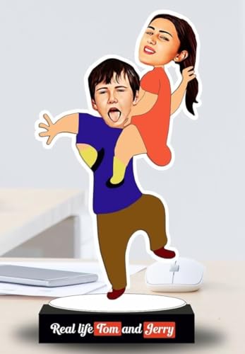 Image of ZOCI VOCI Real Life inchTom and Jerry inch Personalized Sibling Caricature: Funny Rakhi Gift for Brother & Sister