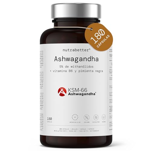 Ashwagandha KSM-66® 600mg – Extracto Estandarizado 5% Withanólidos |180 Cápsulas Veganas | Ashwagandha orgánica | Adaptógeno para Estrés, Energía, Vitalidad y Descanso | nutrabetter®