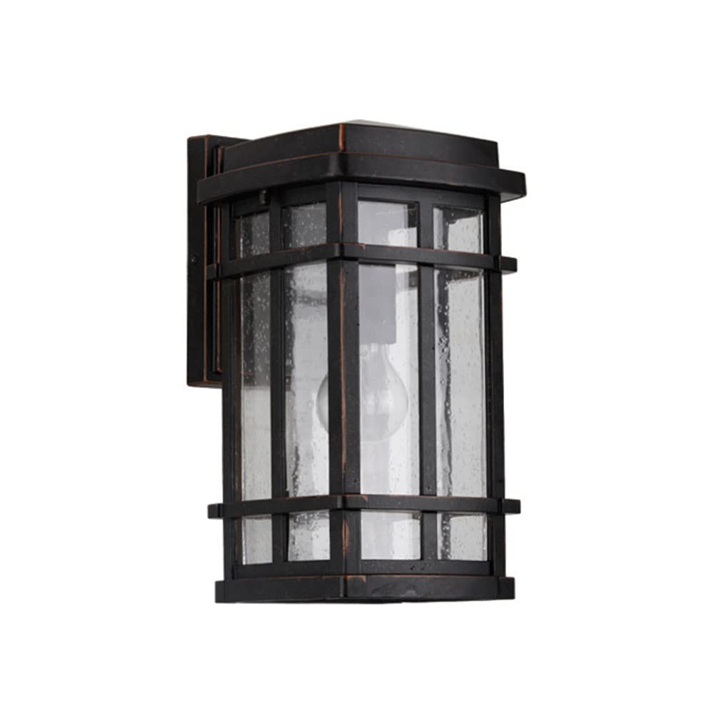 OZBMA Porch Wall Lamp Modern Black Square Metal Lantern Sconce Mount Outside Light with Clear Glass Shade Waterproof Anti-Rust Exterior for Patio Garage (size_name 40cm/15.7in)