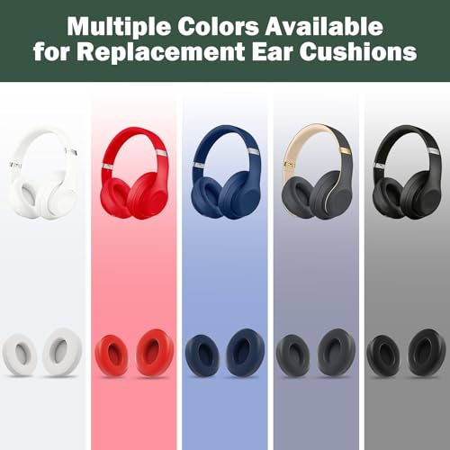 Almohadillas de reemplazo para auriculares Beats Studio 3 y Studio 2, color negro | Almohadillas aislantes de ruido con espuma viscoelástica, material suave de cuero proteínico. Incluye herramienta de extracción miniatura 2