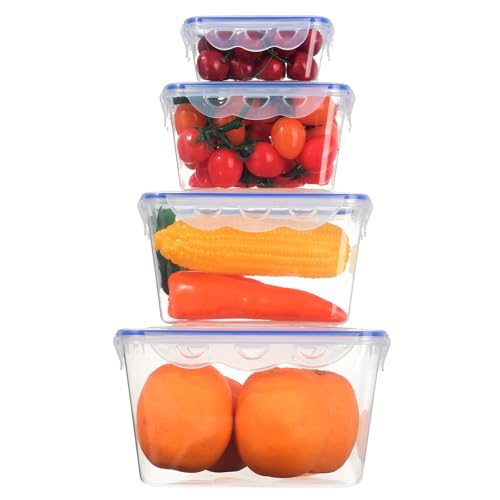 Cozary Frischhaltedosen Set 4-Teilig (2,7L+1,55L+0,8L+0,25L) – Aufbewahrungsbox Mit Deckel Küche, Meal Prep Boxen, Tupperdosen Set – BPA-Frei, Mikrowellen- & Spülmaschinengeeignet