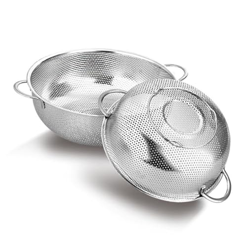 ZUNOXAZ ステンレス製密孔多機能キッチンバスケット 外径 水切りザル 果物野菜用排水収納かご