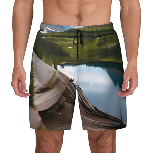 Glacier National Park Print Men Hawaiian Shorts Quick Dry Swim Trunks Surfing Beach Vacations Summer Activity