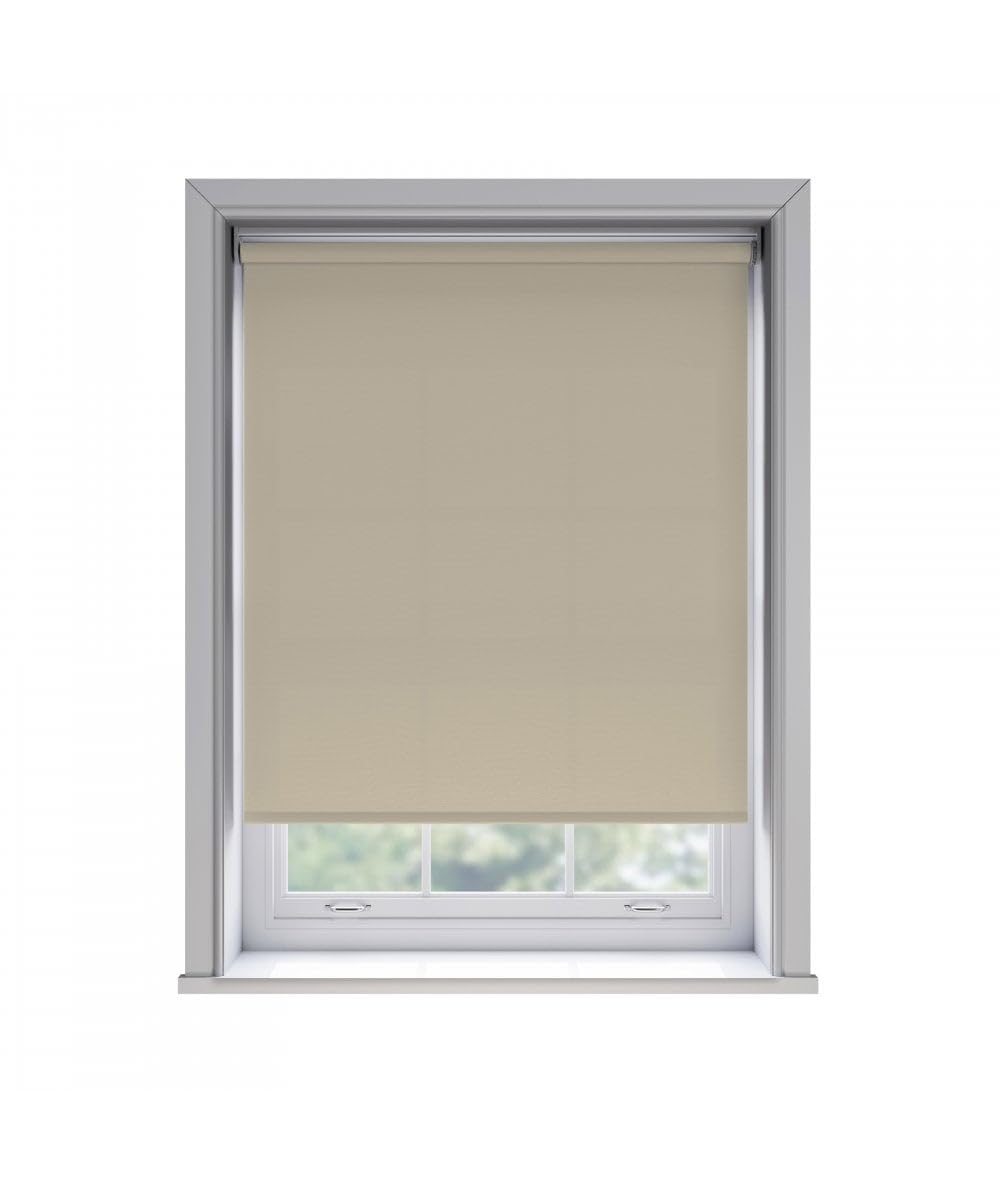 New Edge Blinds Thermal Blackout Roller Blind Taupe 85cm - No Drill, Polyester, Fade-Resistant