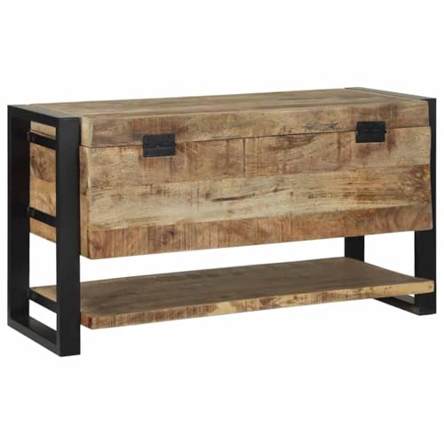 Bois de mangue pour ce coffre de rangement de salon marron avec siège - 7