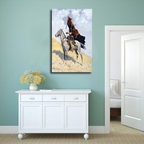 Tableau sur toile Frederic Remington avec cadre en bois suspendu finition premium