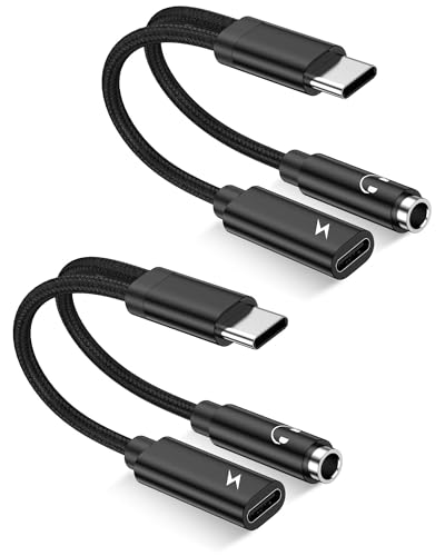 2Pack 2 in 1 USB C to 3.5mm Aux Adapter, Android Dongle...