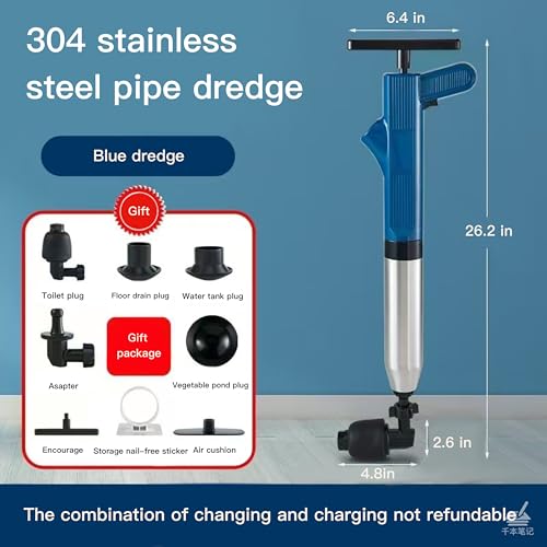 Image of Powerful High-Pressure Air Drain Blaster | Electric Toilet Plunger - Quickly Unclogs Bathroom Pipes, Bathtubs & Floor Drains with Minimal Effort