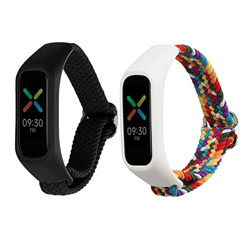 kwmobile Bracelet compatible avec Oppo Band Sport bracelet - 2x bracelet de rechange en nylon pour fitness tracker - noir-multicolore