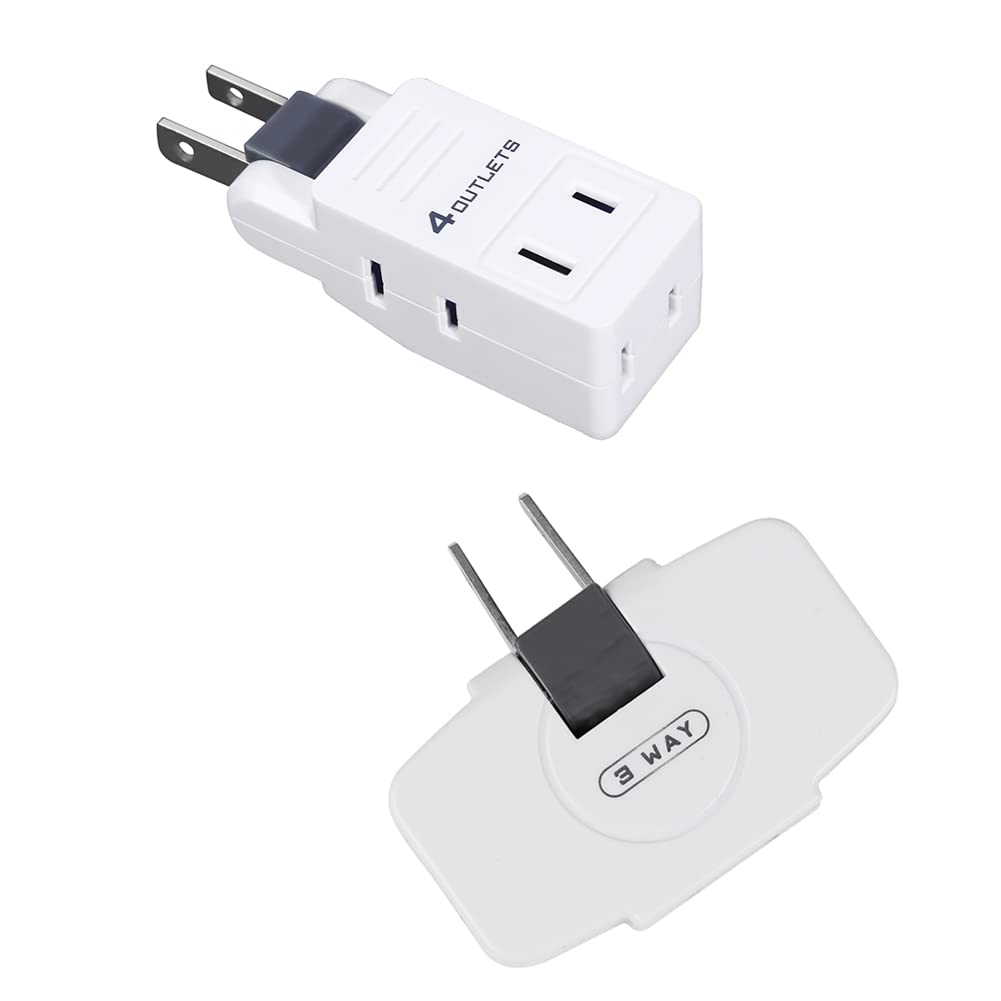 3 Way Wall Outlet Extender AC Adapter and 2 Prong Swivel Wall Adapter