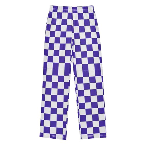 White Purple Checkerboard B Pajama Pants Long Sleep Pant Soft PJ Bottoms Sleepwear